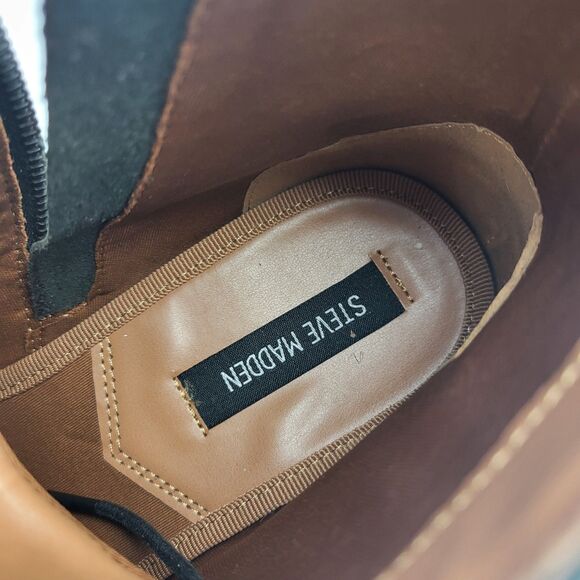 Steve Madden Hodge Lace up oiled Leather upper Boot Round toe Black 7.5M - Picture 9 of 10